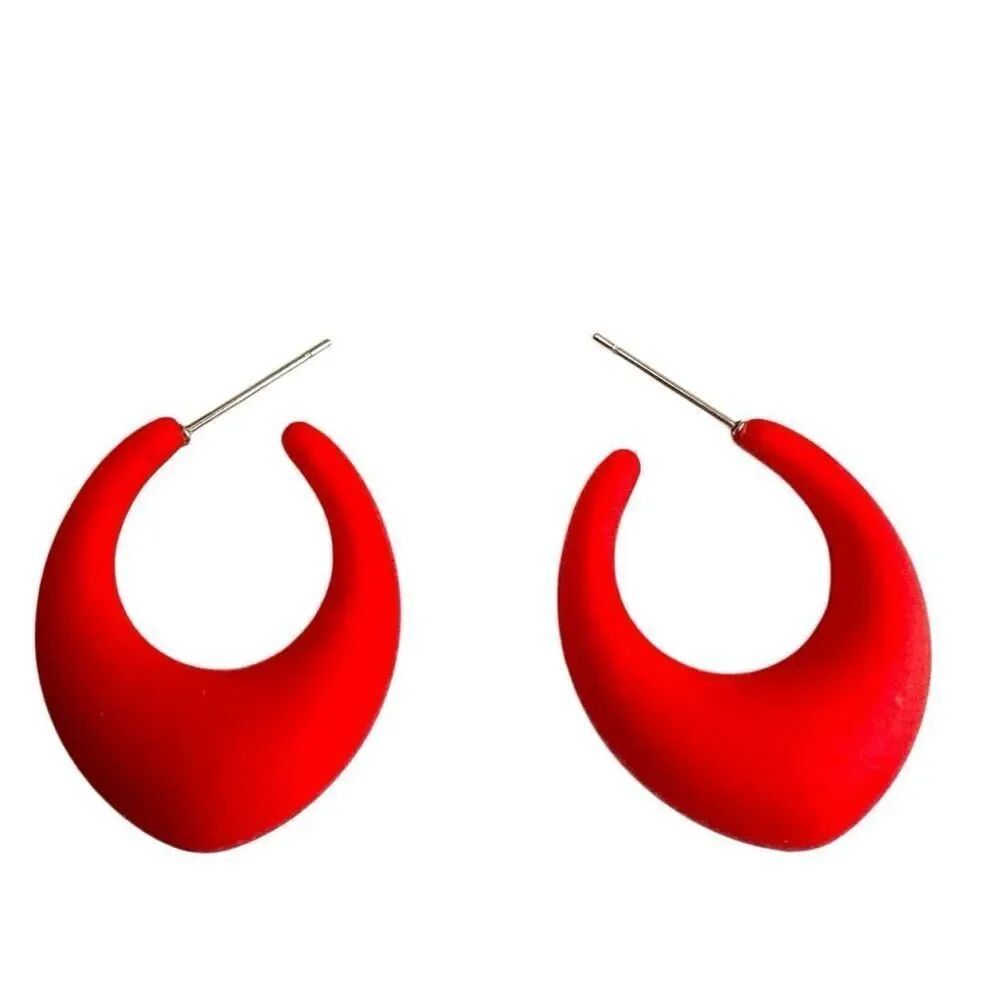 Red hoop earrings